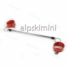 Detachable Restriant Slave Longth Black/Red Ankle Cuff Spreader Bar Set