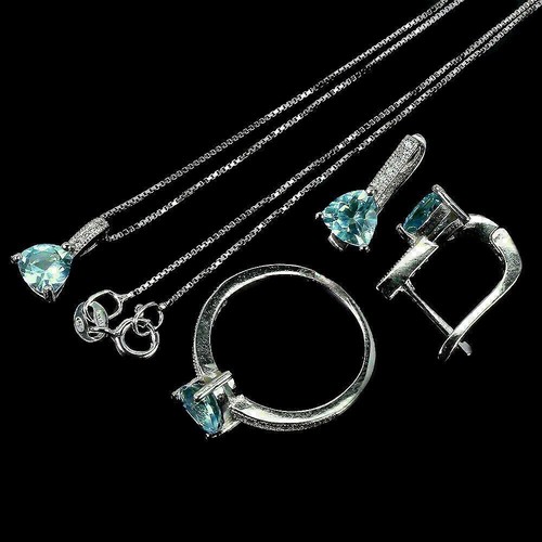 Sterling Silver Earring Necklace Ring Topaz Genuine Natural Gems Size P 1/2 US 8 - Picture 23 of 24