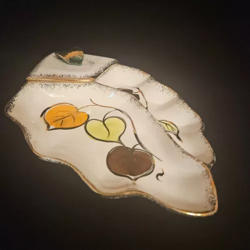 MCM California Pottery Divided Chip Dip Serving Dish Covered Section WD1570 16"