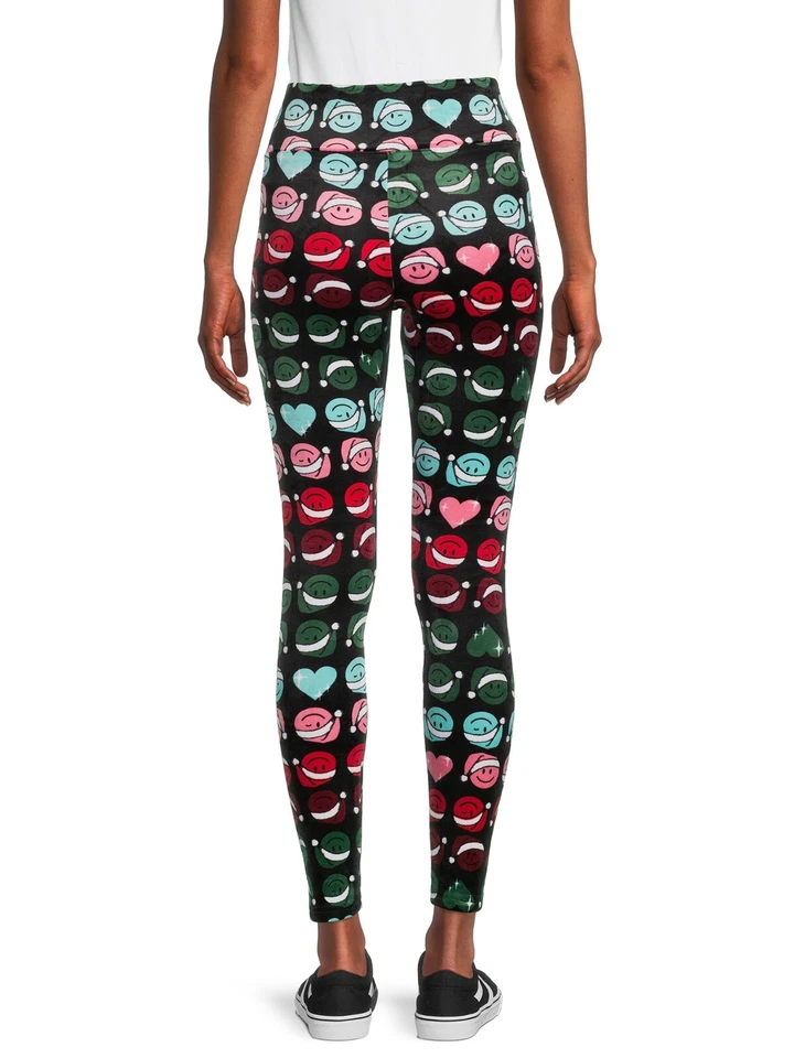 No Boundaries Juniors' Velour Leggings Smiley Faces X-Large (15-17) Super Plush - Image 3 of 4