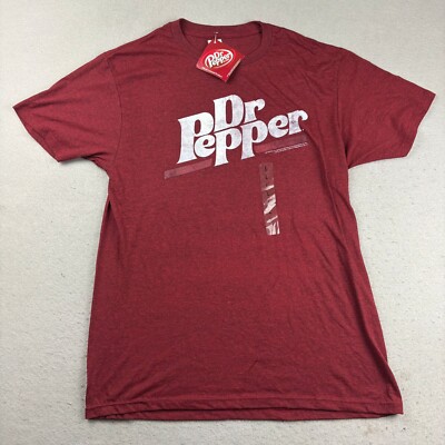 Dr Pepper Shirt Mens Large Red Cotton Crew Neck Short Sleeves Tee NWT
