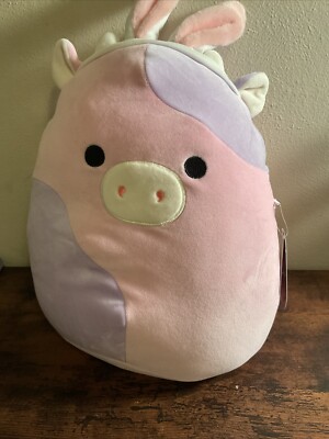 New Squishmallows Patty the Cow Bunny Ears Pink 11'' Stuffed Plush Animal Toy