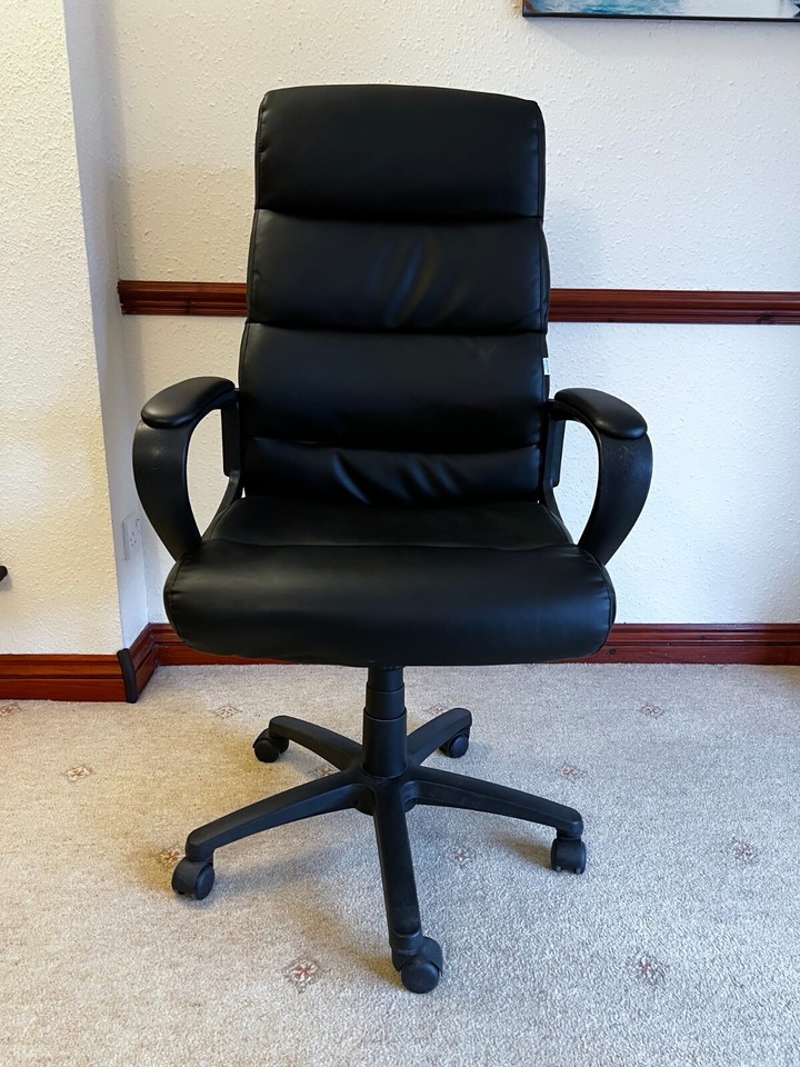 Black Leather Office chair eBay