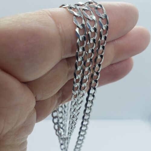 10K White Gold Solid Cuban Link Chain Curb Necklace Bracelet 5mm Size 7"~30" - Picture 16 of 19