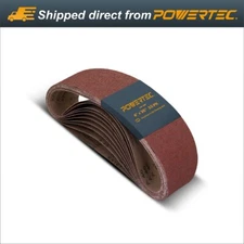 POWERTEC 4 x 36" 240 Grit Sanding Belt Aluminum Oxide Sandpaper, 10 PK (110150)