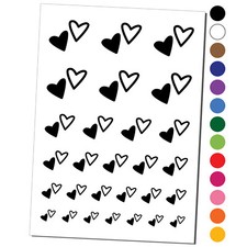 Pair of Hearts Love Temporary Tattoo Water Resistant Set