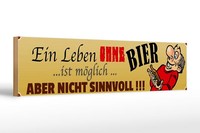 Holzschild Spruch 46X10 Cm Leben Ohne Bier MöGlich Aber Deko Schild Wooden Sign