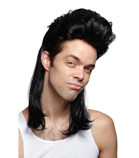Adult Black Nightclub Mullett Redneck White Trash Hillbilly Wig