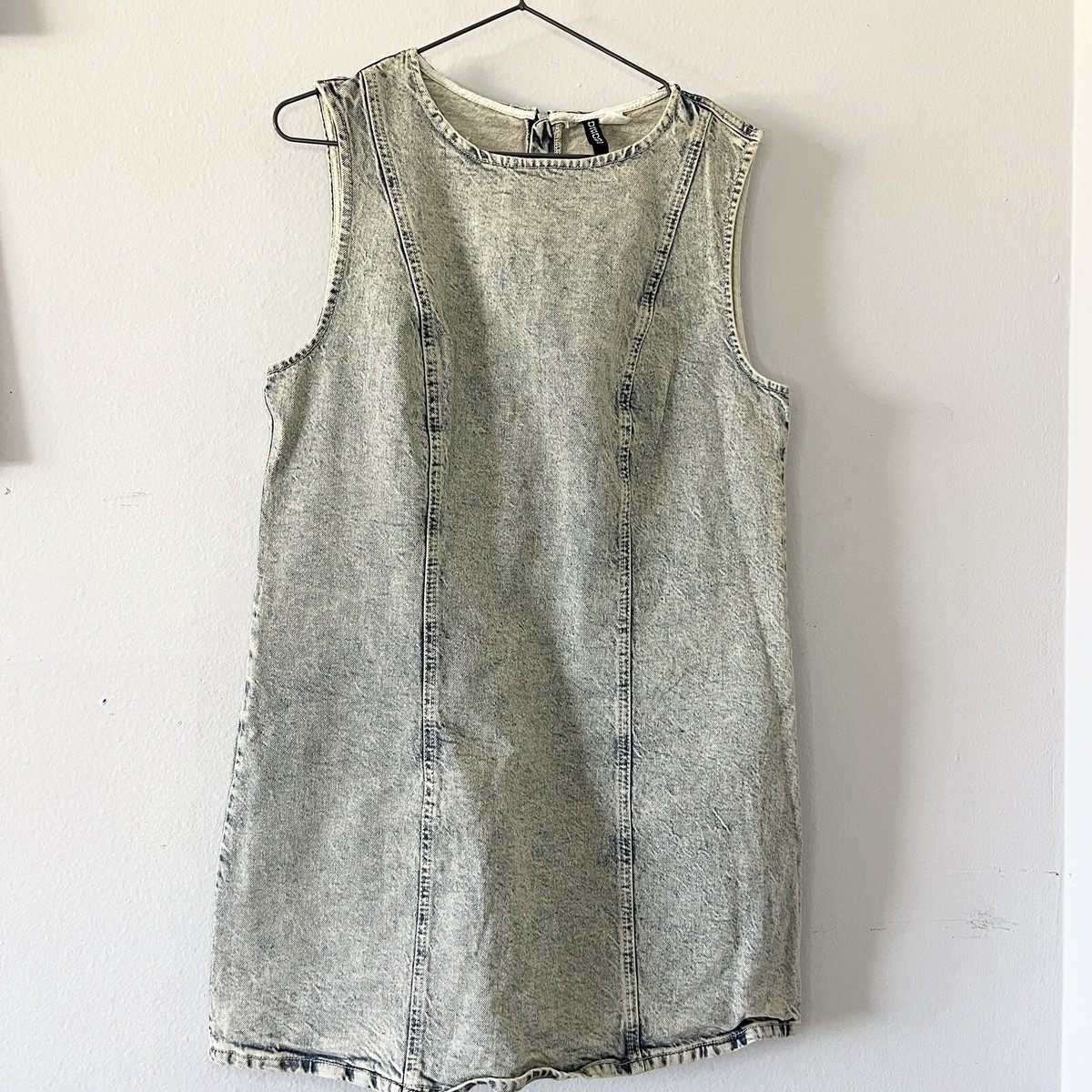 H&M Light Acid Wash A-line Denim Shift Sleeveless Twill Short Dress Medium