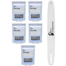 5Pk 16" Single Rivet Bar & 16" Semi Chisel Chain Combo for Craftsman 358.34101