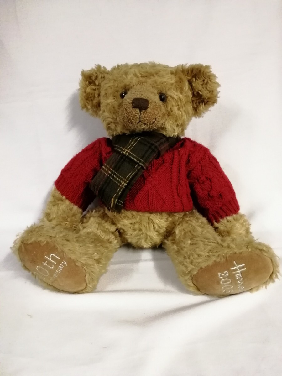 Harrods 20th Anniversary Bear 2005 with red jumper and scarf