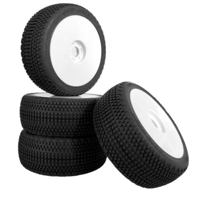 Buggy Tires Rims Set Grid Lock V2 SBR Disk Rim White 1:8 4 Wheels partCore