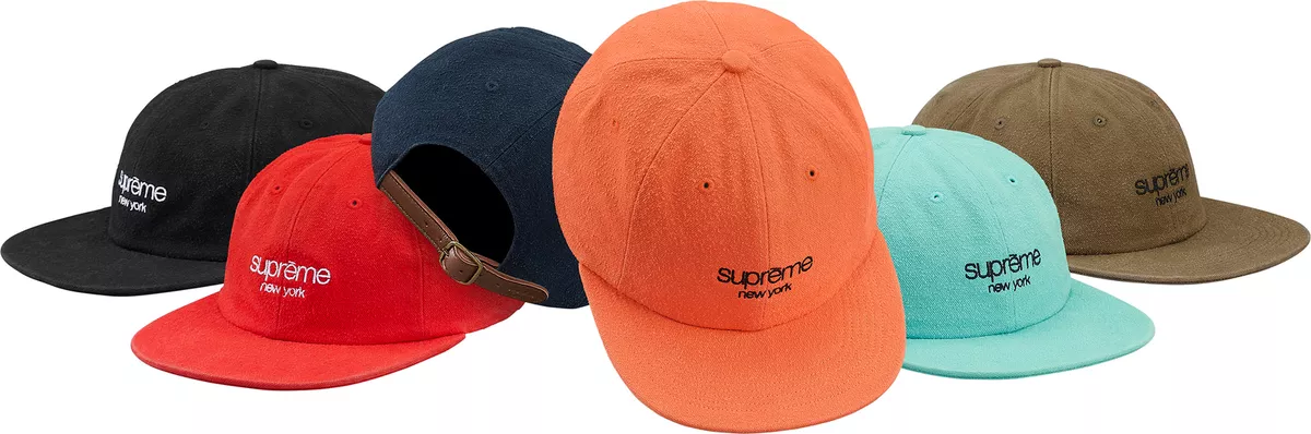 Supreme Napped Canvas Classic Logo 6-Panel Cap Olive Navy Black F/W 18