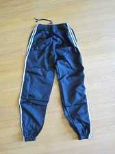 Vintage 90s Black White Stripe Track Windbreaker Ankle Zip Jogging Pants Size S