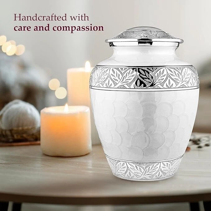 White Silver Cremation Urns For Human Ashes Large Urn For Human & Pet 200lb - Image 3 of 4