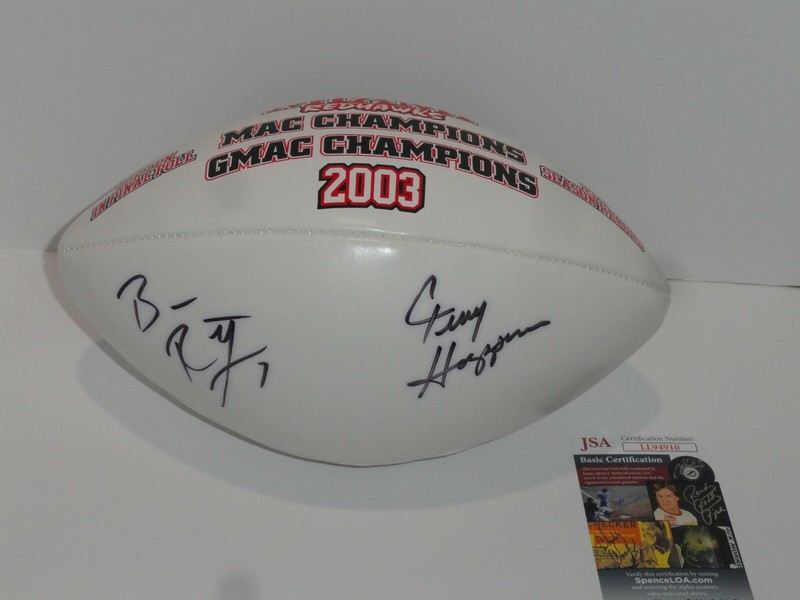 BEN ROETHLISBERGER TERRY HOEPPNER SIGNED MIAMI OHIO COMMEMORATIVE FOOTBALL JSA 