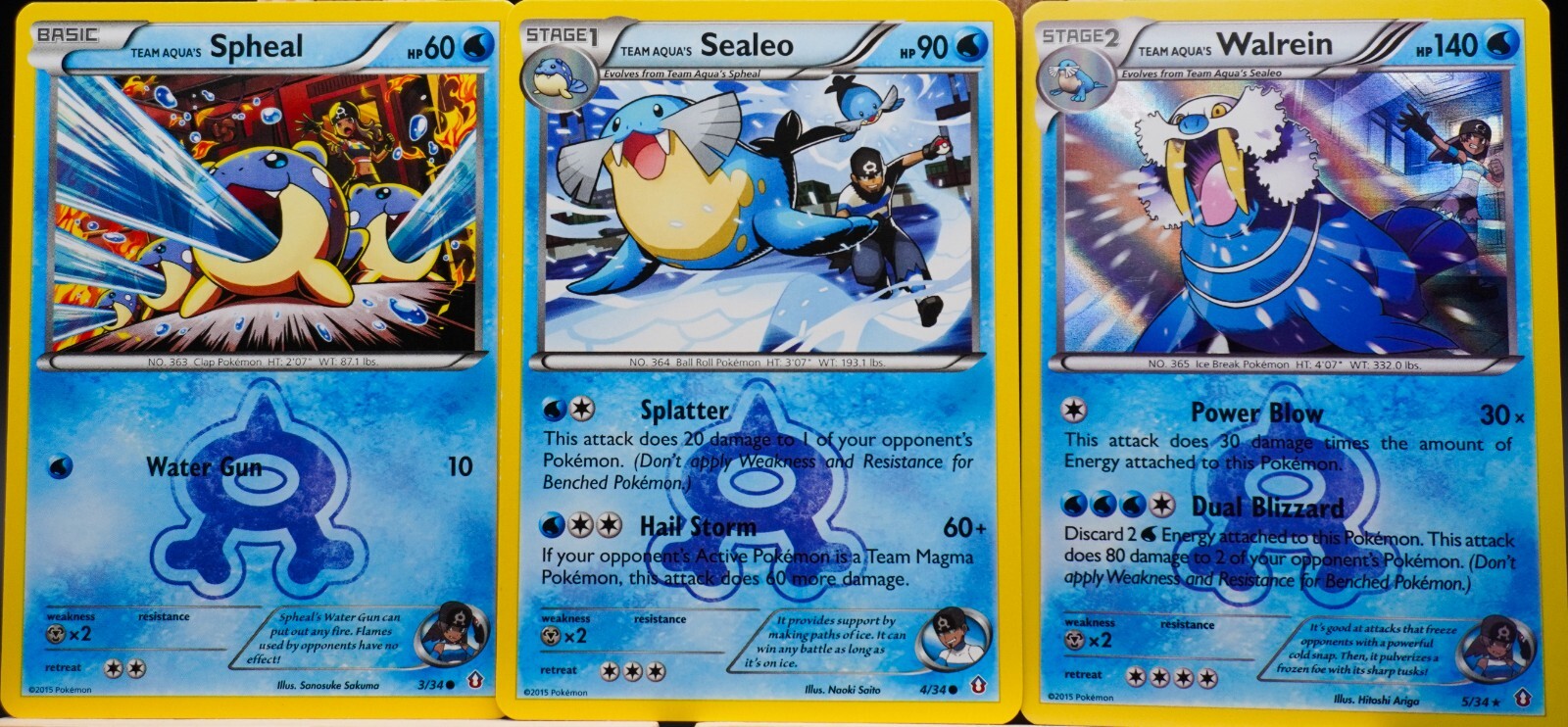 Team Aqua's Spheal & Sealeo & Walrein, 3 Card Set, Double Crisis - Pokemon TCG