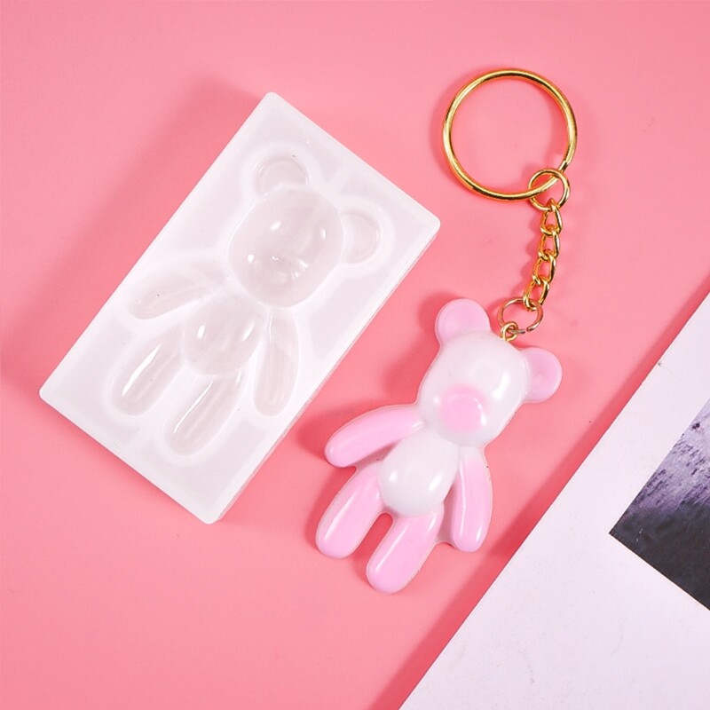 Keychain Epoxy Resin Mold DIY Jewelry Handmade Bear Shaped Crystal Mold
