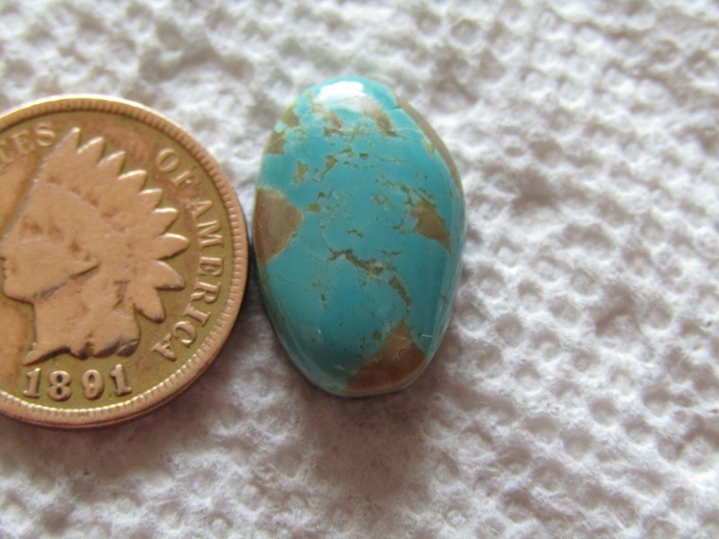 King's Manassa Turquoise 8.6 carat Cabochon American Blue Green Cab Lick Skillet