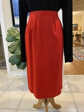 Gilmor Vintage Red Pencil Skirt Lined Elastic Sides Classy Sz 10