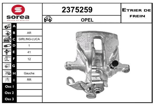Étrier de frein pour Opel Vivaro A Camionnette 1.9 DTI et 2.0 CDTI