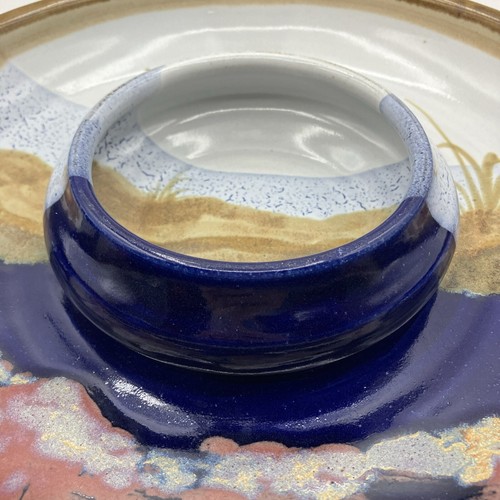 Studio Pottery Platter w/ Dip bowl Chip & Dip Hand Thrown Stoneware Signed - Picture 16 of 16