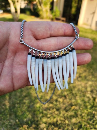 Handarbeit Halskette Ohrring Set Viel Glück Weiß Dentalium Muscheln Traumfänger - Bild 1 von 3