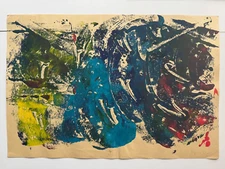 Colorful Vintage Abstract Gouache Painting 1990's Outsider Art OOAK 17x12