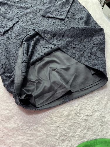 Madewell 8 Lace Crochet Shift Dress Lined Long Sleeve Zip Back Dark Gray - Picture 6 of 8