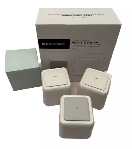 Monoprice 38623 White AC1200 Dual Band WiFi Mesh Router System Pack Of 3*Detail* - Afbeelding 3 van 10