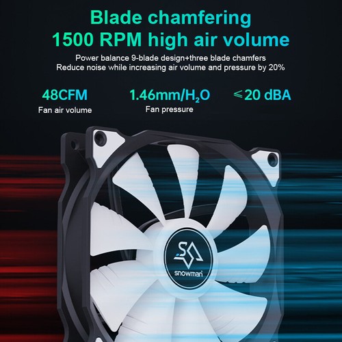 12cm Computer PC Case Fan PWM 4Pin Intelligent Temperature Control Cooling Fan_D - Afbeelding 8 van 14
