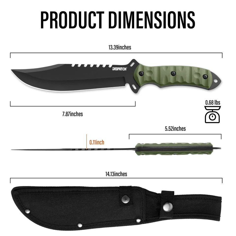 Cuchillo Bowie Dispatch13.5" Cuchillo Hoja Fija Full Tang Funda Nylon Cuchillos de Caza Foto 3 de 4