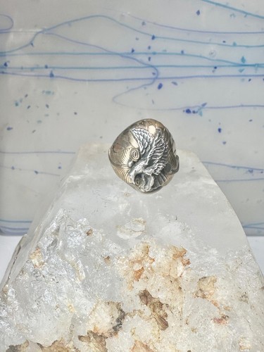 Navajo Eagle ring size 12 sterling silver women men (unknown gold over feathers) - Picture 3 of 10