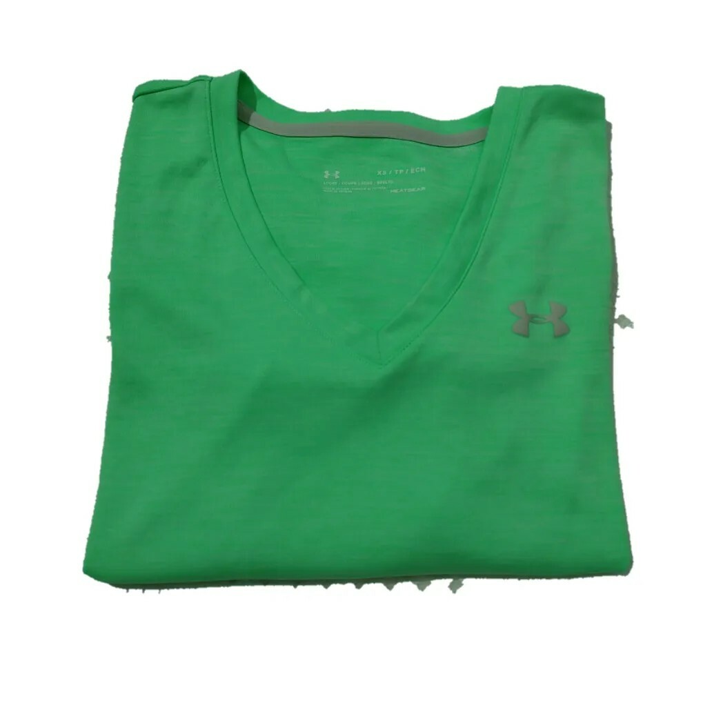 Under Armour Womens XS Shirt Heat Gear Green Workout Gym Top eBay