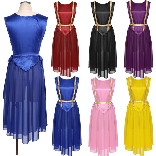 Womens Dress Choir Robe Worship Skirt Chiffon Costume Praise Tunic Round Neck - Picture 6 of 74
