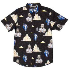 Cotton Powerslave Hawaiian Iron Maiden Button Up Shirt Eddie Heavy Metal Band