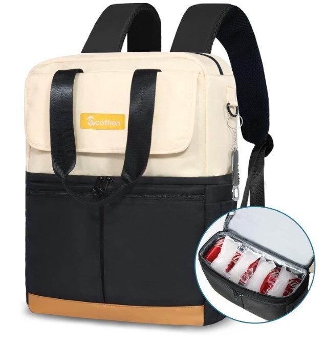 Insulated Double-Decker Backpack Cooler with 12 Ice Packs-image