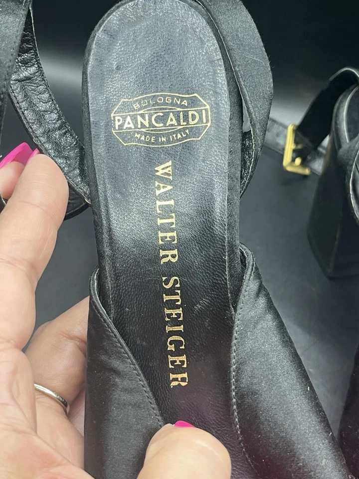 Walter Steiger Negro Tacones Bloque Rojo Rosa Talla 6.5 Mujer Correa de Tobillo Arte para Usar Foto 3 de 4