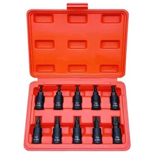Torx Bit Socket Set, Premium Cr-Mo Steel | 10-Piece Star T20 - T60 Set | 3/8-...