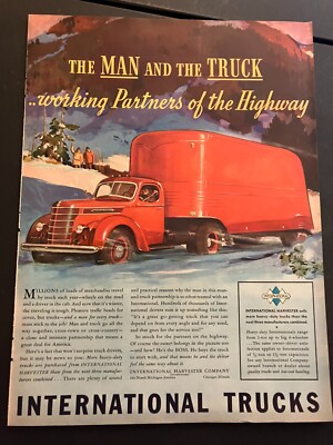 Red 1939 International Trucks ''The Man & The Truck'' - Vintage Print Ad Wall Art