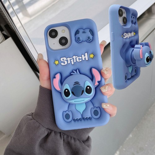 Stitch Silicone Stand Phone Case for Apple iphone 16 15 14 13 12 11 Pro Max 3D - Zdjęcie 2 z 8