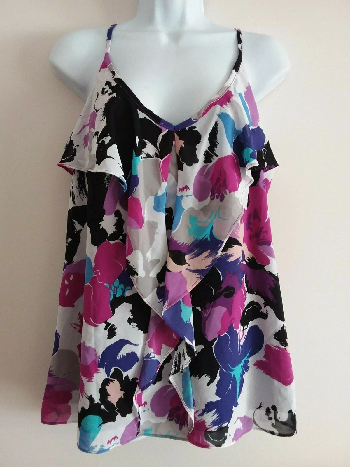 BNWT - NICOLE BY NICOLE MILLER - MULTI COLOURED/PATTERNED STRAPPY/LINED TOP - SI