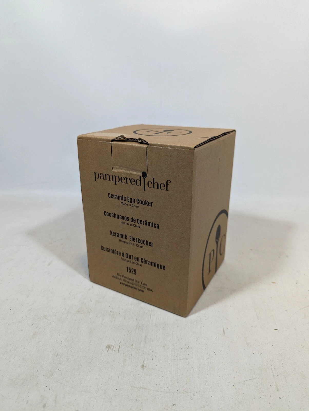 PAMPERED CHEF NEW Ceramic MICROWAVE Egg Cooker w/ Sleeve & Instructions #1529