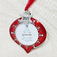 2021 CHRISTMAS TREE PHOTO PICTURE FRAME WINTER SNOW RED BALL TULIP ORNAMENT