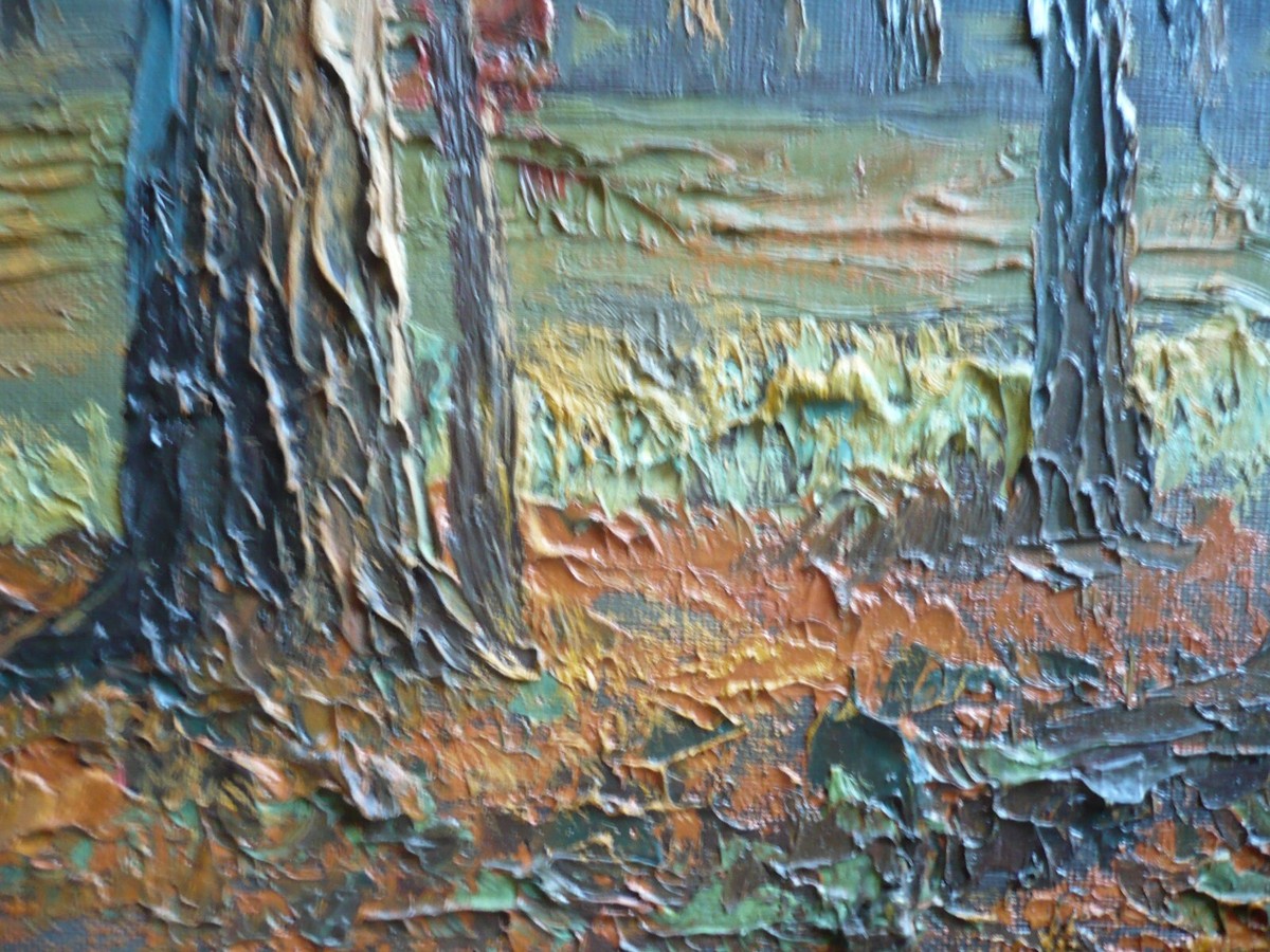 ⚪️kiyosi作 油彩画 K. YOSHI JAPANESE JAPAN ART VINTAGE OIL POND LANDSCAPE SIGNED OIL