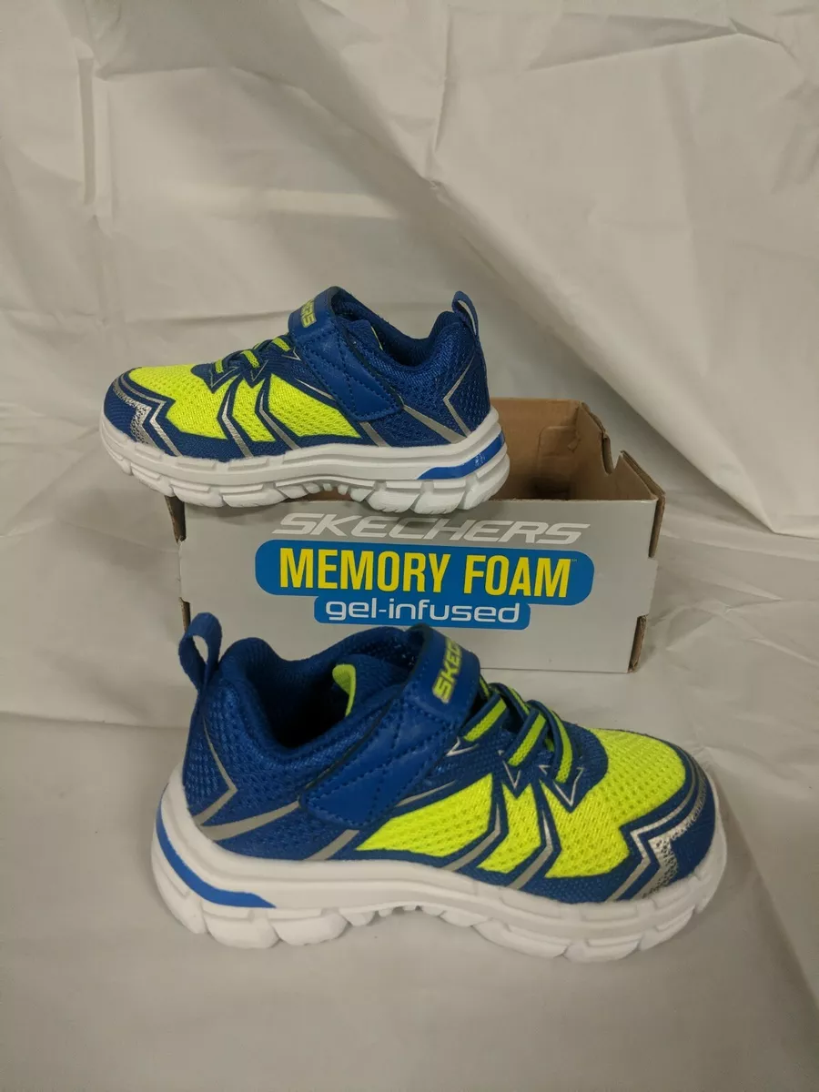 Skechers Toddler Boys Nitrate Ion Blast Sneakers Lime Green Blue Size 8 143G