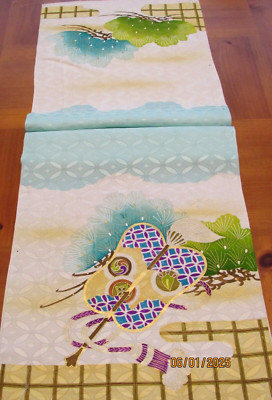 Yuzen Bokashi Wagara Donsu Shippo Japanese Kimono Fabric 100% Silk 47'' L #H16