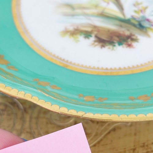 Antique Coalport John Randall handpainted trio teacup coffee cup saucer, birds F - Picture 12 of 14