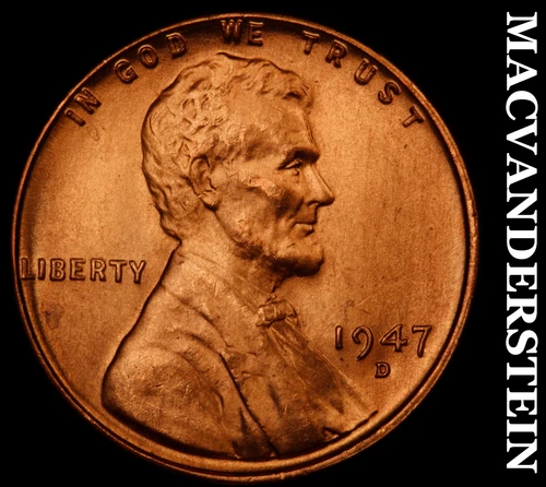1947-D Lincoln Wheat Cent-Choice Gem BU Red Lustrous No Reserve #i6555