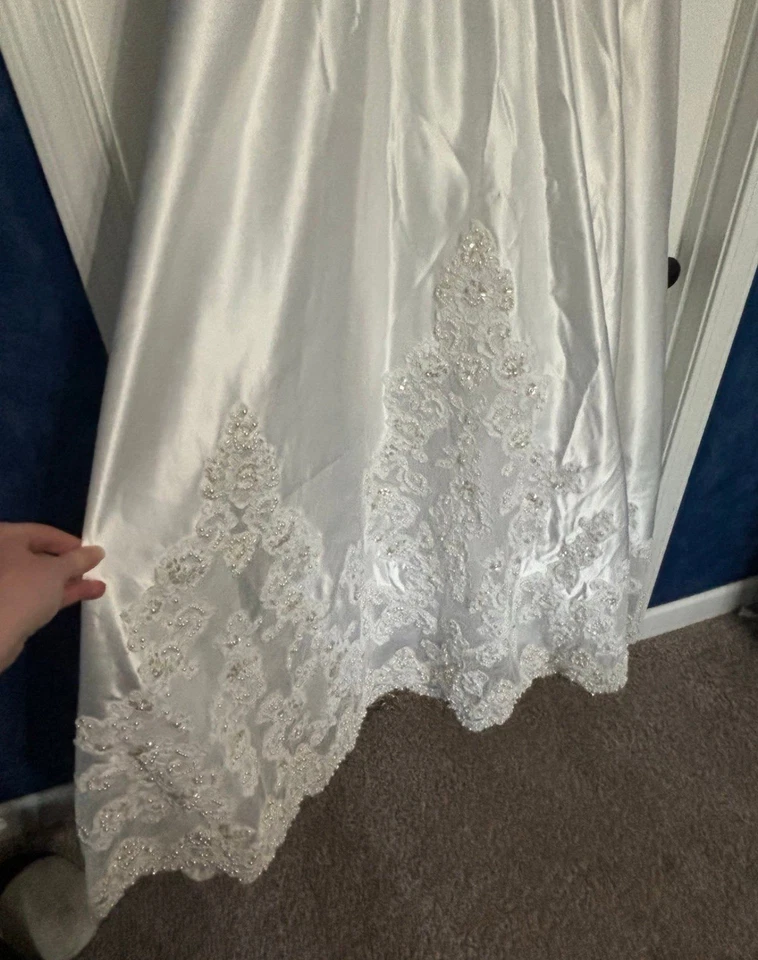 复古森李婚礼礼服/长袍-大教堂火车-尺寸 8-无装饰 — 第 3/4 张图片